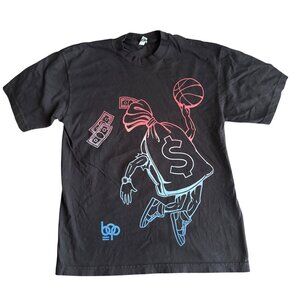 Los Angeles Apparel Graphic T-Shirt M Black Basketball Money Bag Print